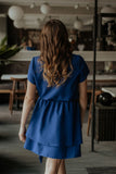 Short Sleeve Dress with Elastic Waist and Flared Bottom
