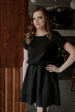 Short Sleeve Dress with Elastic Waist and Flared Bottom