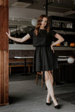 Short Sleeve Dress with Elastic Waist and Flared Bottom