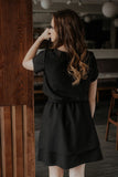 Short Sleeve Dress with Elastic Waist and Flared Bottom