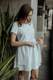 Short Sleeve Dress with Elastic Waist and Flared Bottom