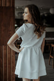 Short Sleeve Dress with Elastic Waist and Flared Bottom