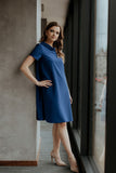 Elegant Loose-Fitting Dress with Jackie Kennedy Collar