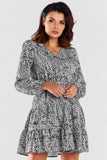 Charming Mini Dress with Long Sleeves and V Neckline