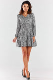 Charming Mini Dress with Long Sleeves and V Neckline