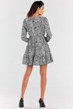 Charming Mini Dress with Long Sleeves and V Neckline