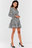 Charming Mini Dress with Long Sleeves and V Neckline