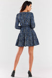 Charming V Neck Mini Dress with Long Sleeves and Frills