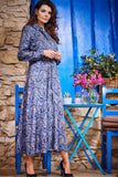 Flared Hem Long Sleeve Button-Down Maxi Dress