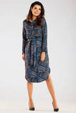 Elongated Shirt Dress with Long Sleeves and Belt