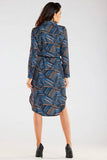 Elongated Shirt Dress with Long Sleeves and Belt