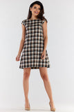 Elegant Checkered Mini Dress with Short Sleeves