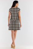 Elegant Checkered Mini Dress with Short Sleeves