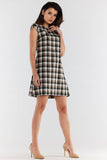 Elegant Checkered Mini Dress with Short Sleeves