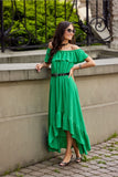 Elegant Asymmetrical Maxi Dress with Ruffle Hem