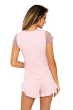 Powder Pink Lace Trim Two-Piece Pajama Set