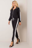 Zippered Sweatshirt and Pants Set with Contrasting Piping