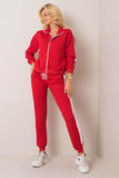 Zippered Sweatshirt Set with Pockets and Contrasting Piping