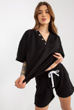 Heart Neckline Blouse & Shorts Tracksuit Set