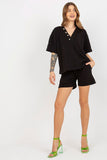 Heart Neckline Blouse & Shorts Tracksuit Set