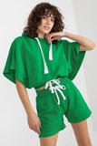 Casual Tracksuit Set with Hooded Blouse and Shorts