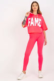 Casual Hoodie and Leggings Set with Decorative Prints