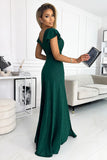 Glitter Maxi Dress with Envelope Neckline & Leg Slit