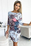 Sporty Floral Dress with Pockets and 3/4 Sleeves