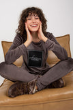 Velour Tracksuit Set with Decorative Sweatshirt & Pants