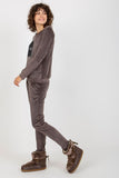 Velour Tracksuit Set with Decorative Sweatshirt & Pants