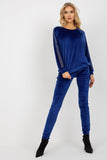 Chic Velour Blouse and Long Pants Set with Rhinestone Sleeves