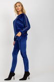 Chic Velour Blouse and Long Pants Set with Rhinestone Sleeves