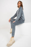 Chic Velour Blouse and Long Pants Set with Rhinestone Detail