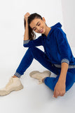 Chic Women's Velour Sweatshirt and Pants Set with Hood