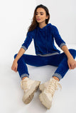 Chic Women's Velour Sweatshirt and Pants Set with Hood