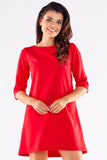 Elegant 3/4 Sleeve Mini Dress with Back Zipper Closure