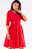 Blushed Short Sleeve Dress with Decorative Buttons
