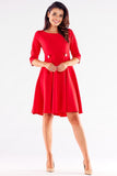 Blushed Short Sleeve Dress with Decorative Buttons