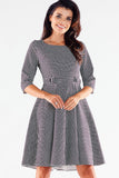 Blushed Short Sleeve Dress with Decorative Buttons