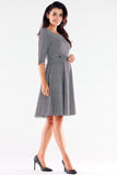 Blushed Short Sleeve Dress with Decorative Buttons