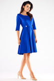 Blushed Short Sleeve Dress with Decorative Buttons