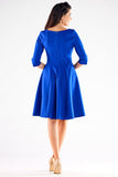 Blushed Short Sleeve Dress with Decorative Buttons