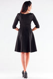 Blushed Short Sleeve Dress with Decorative Waist Buttons