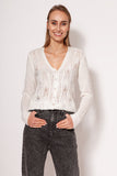 Elegant Unbuttoned Deep V-Neck Sweater with Openwork Design