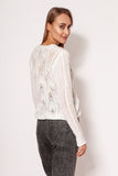 Elegant Unbuttoned Deep V-Neck Sweater with Openwork Design