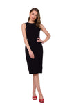 Geometric Stitch Sleeveless Pencil Dress with Zipper
