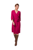 Elegant Flared Overlap Dress with Wide Sleeves