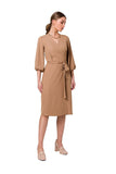 Elegant Flared Overlap Dress with Wide Sleeves