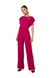 Elegant Cutout Jumpsuit with Stylish Belt and Zipper Closure