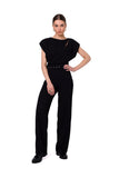Elegant Cutout Jumpsuit with Belt and Covered Zippers
